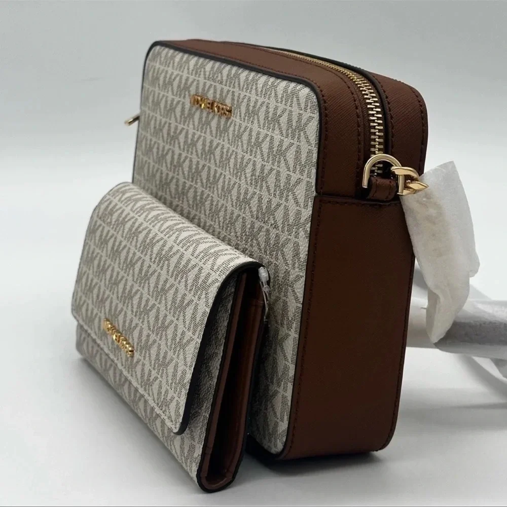 Michael Kors Large EW Crossbody Bag & Large Trifold Wallet Brown | BUNDLE DEAL